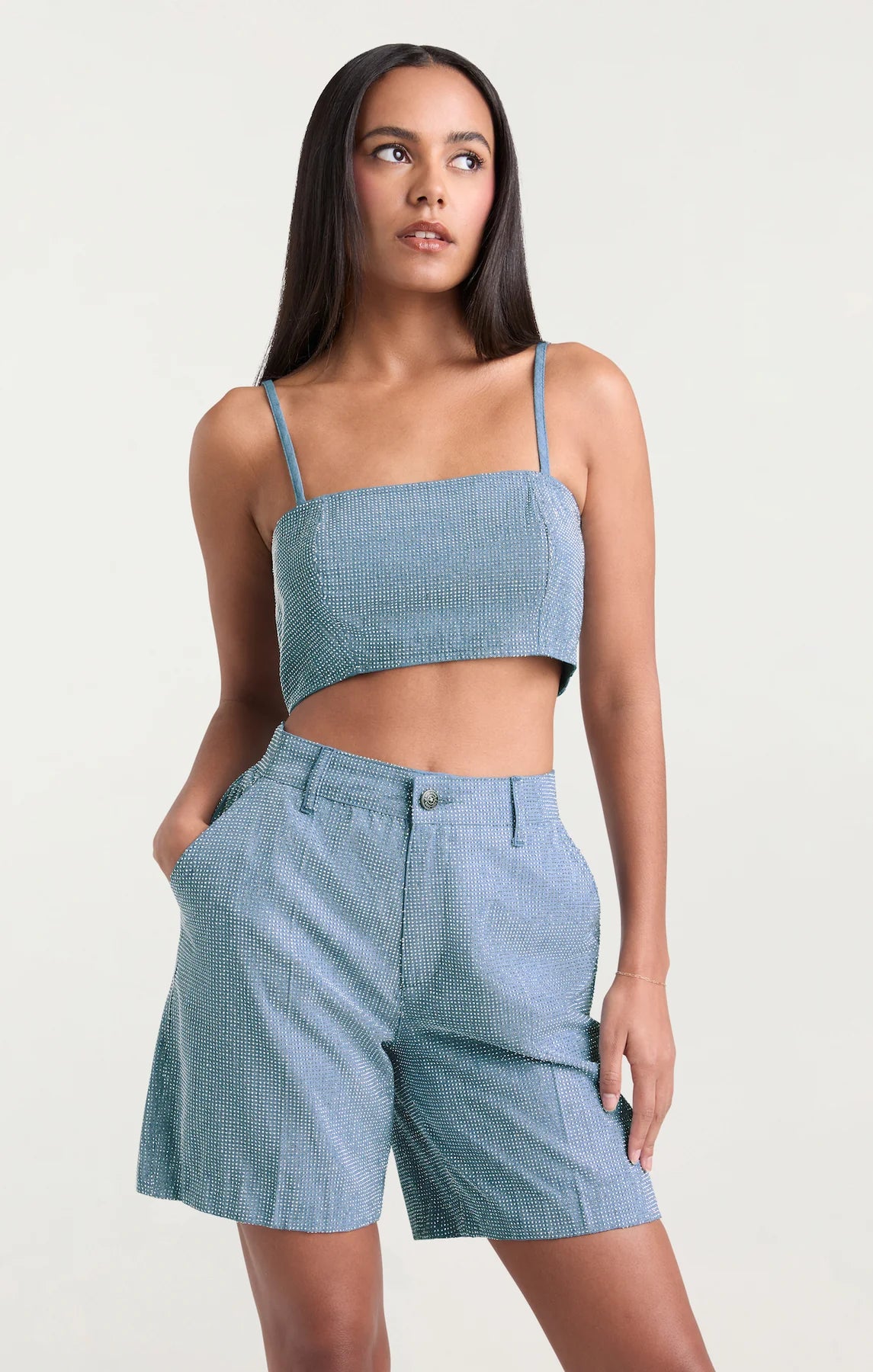 Nikki Chambray Heatset Top - Medium Blue by Cinq A Sept | 25 South Boutiques