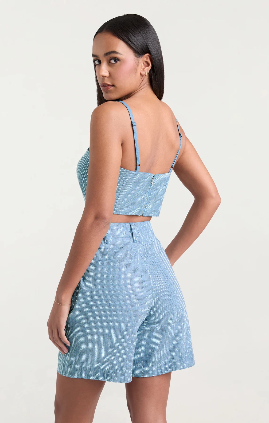 Nikki Chambray Heatset Top - Medium Blue by Cinq A Sept — alternate view