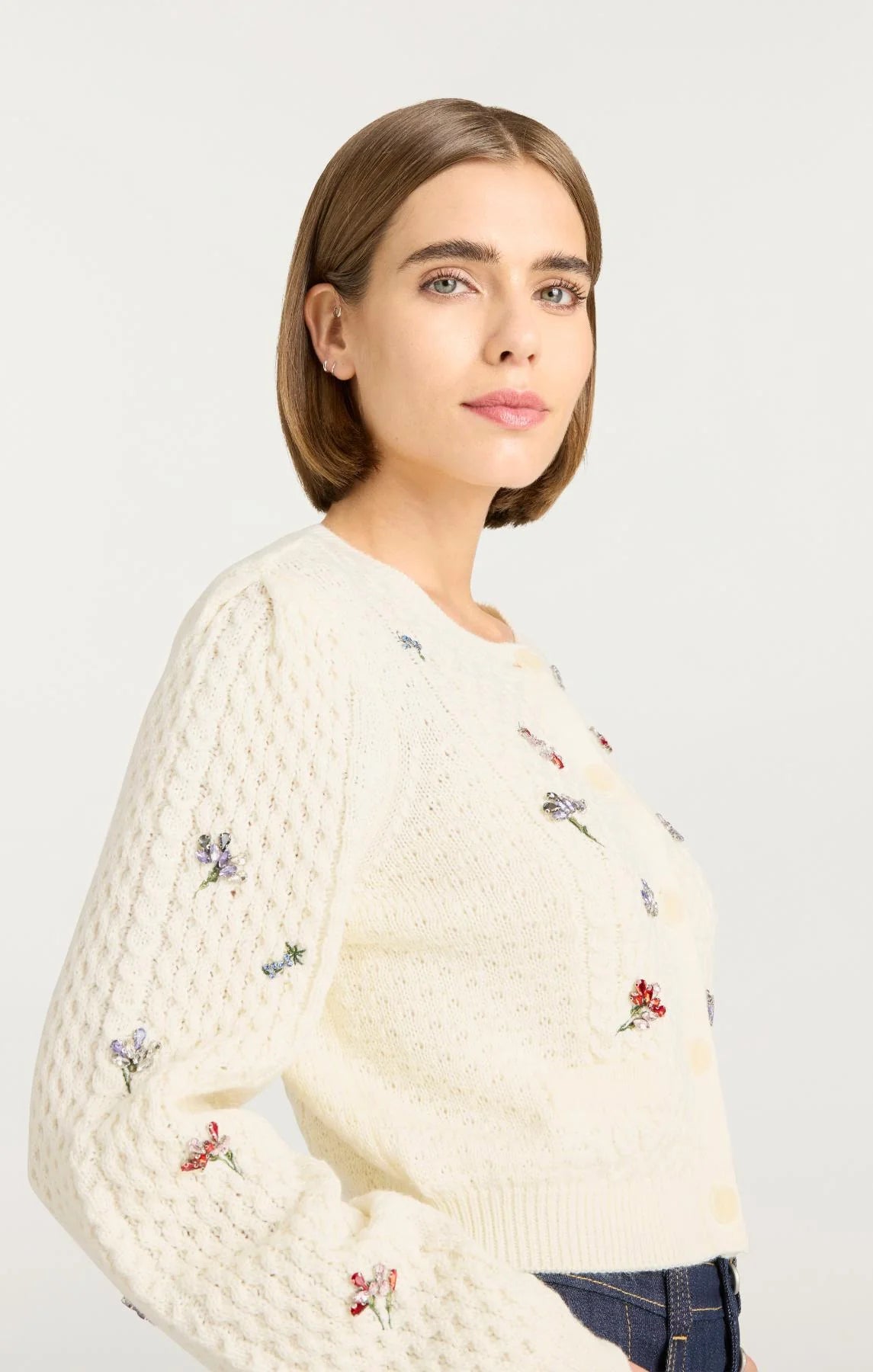 Rasa Cardigan - Ivory Multi by Cinq A Sept — alternate view