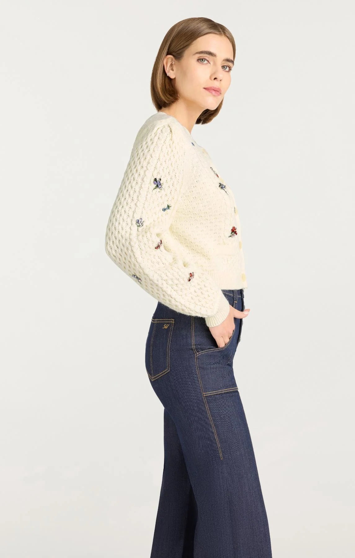 Rasa Cardigan - Ivory Multi by Cinq A Sept — view 3