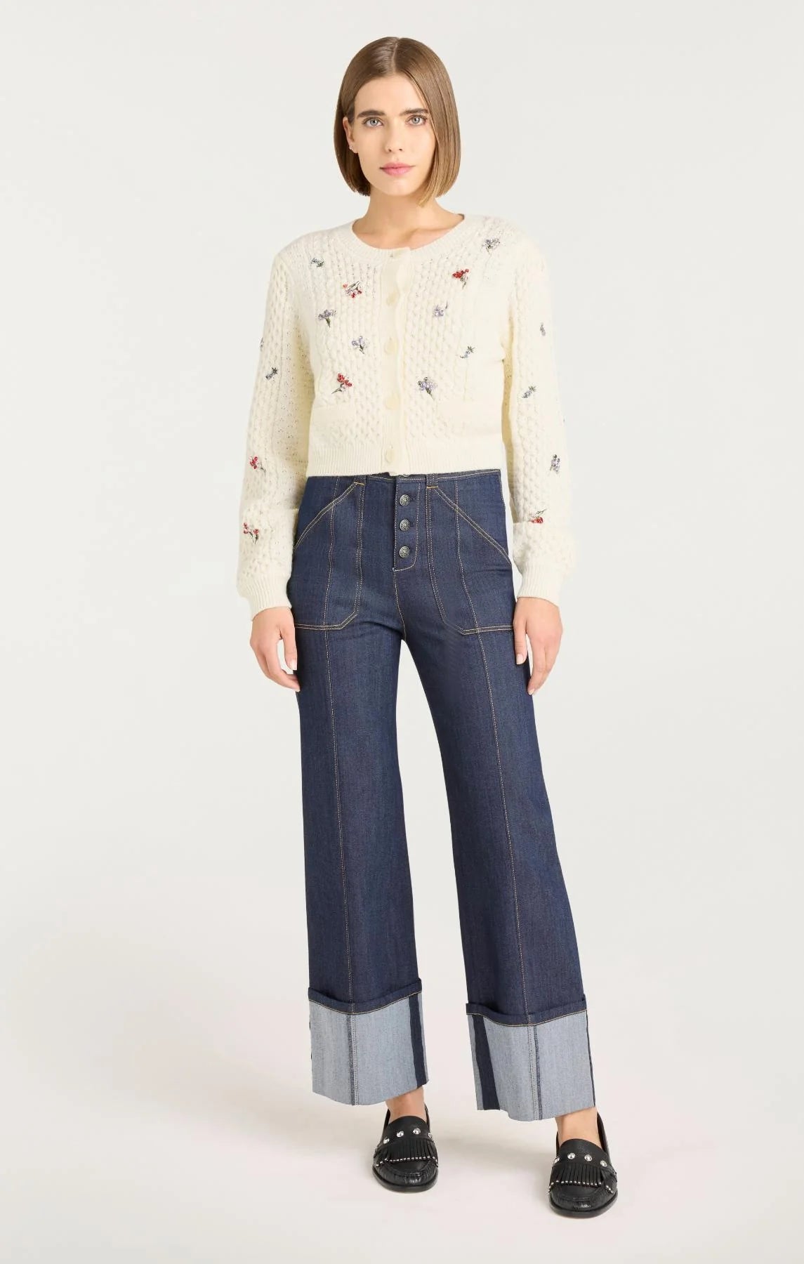 Rasa Cardigan - Ivory Multi by Cinq A Sept — view 4