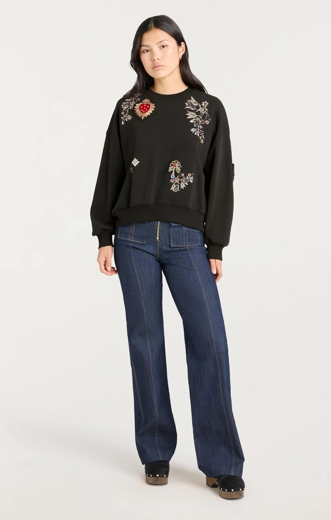 Heritage Patch Brandy Pullover - Black Multi by Cinq A Sept — view 5