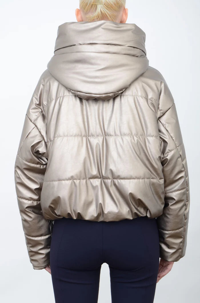 Aurora Hooded Puffer Coat - Gold by Elaine Kim — view 3