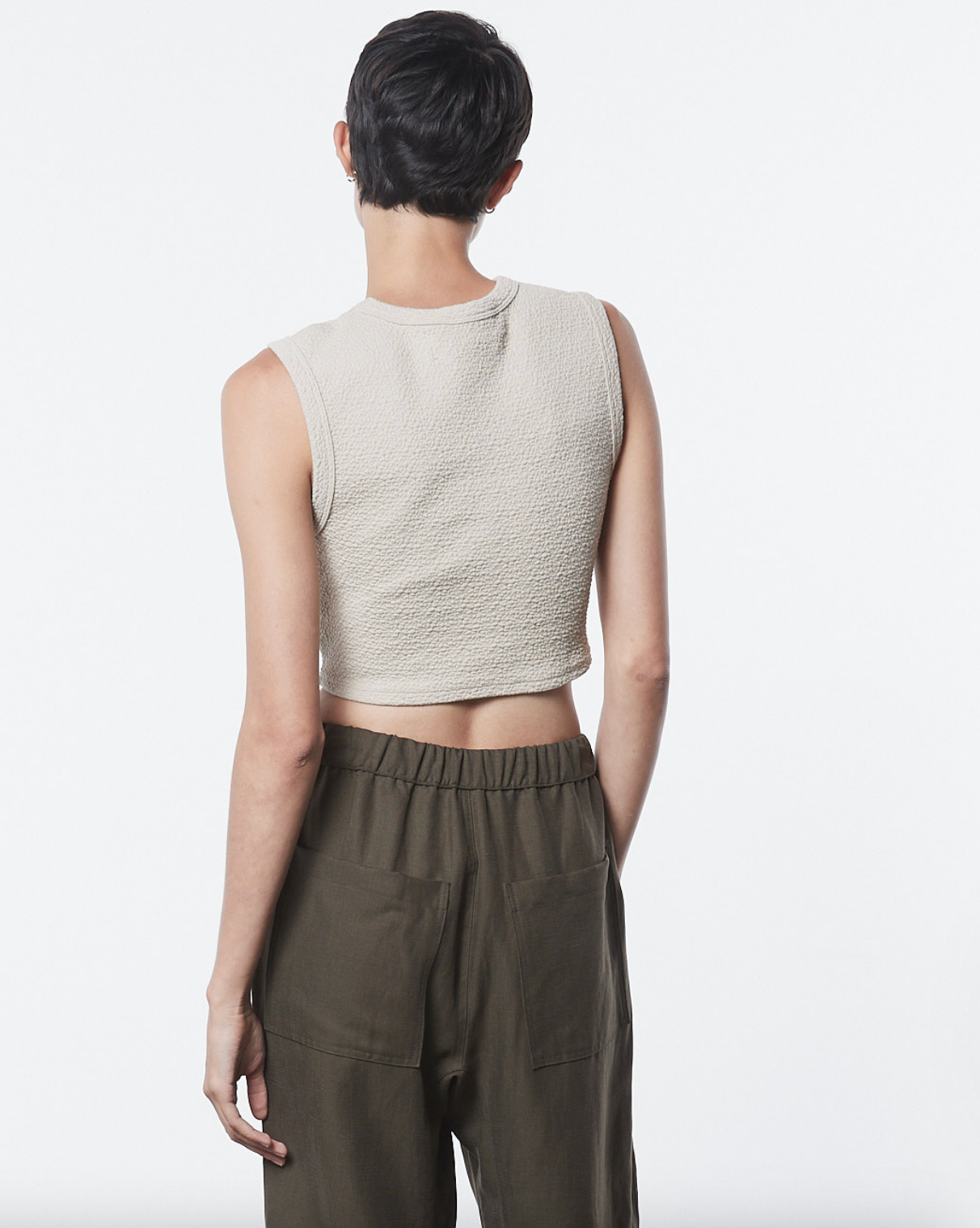 Textured Jacquard Cropped Tank - Raffia by Enza Costa — alternate view