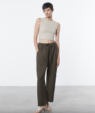 Textured Jacquard Cropped Tank - Raffia by Enza Costa — view 3