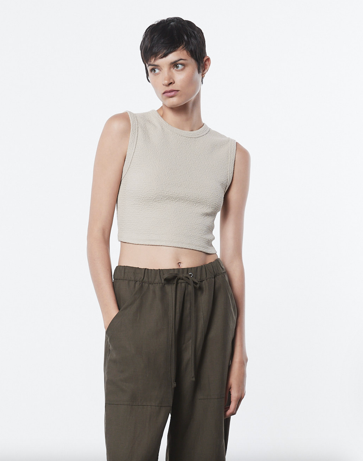 Textured Jacquard Cropped Tank - Raffia by Enza Costa | 25 South Boutiques