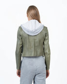 Molly Patina Leather Jacket - Army / Heather by Jakett — view 4