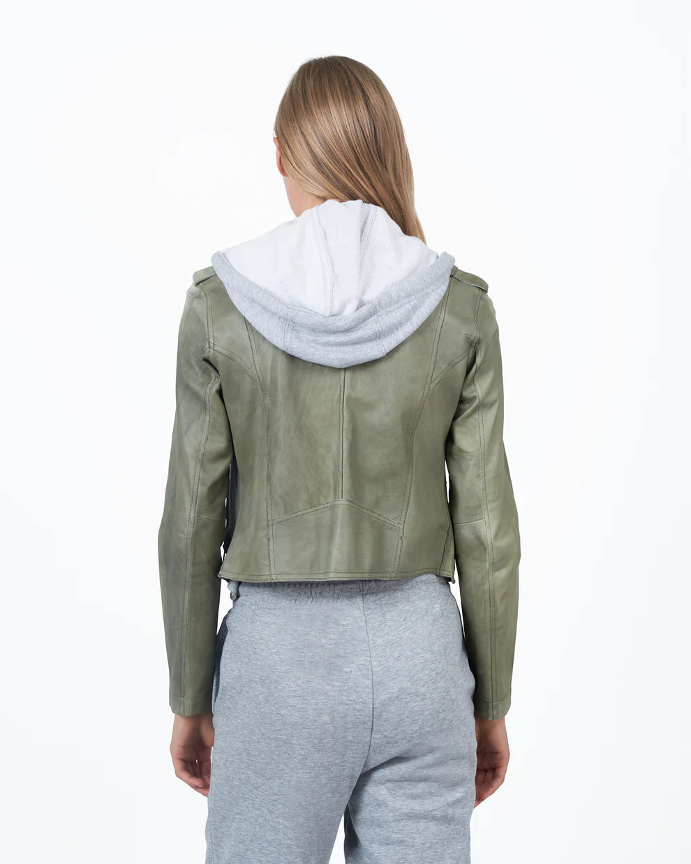 Molly Patina Leather Jacket - Army / Heather by Jakett — view 4