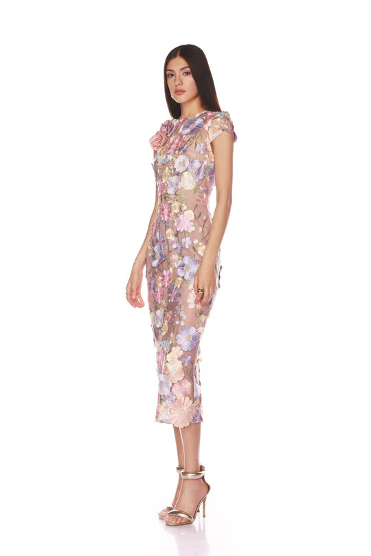 Jasmine Capsleeve Midi Dress - Pastel by Bronx And Banco — alternate view