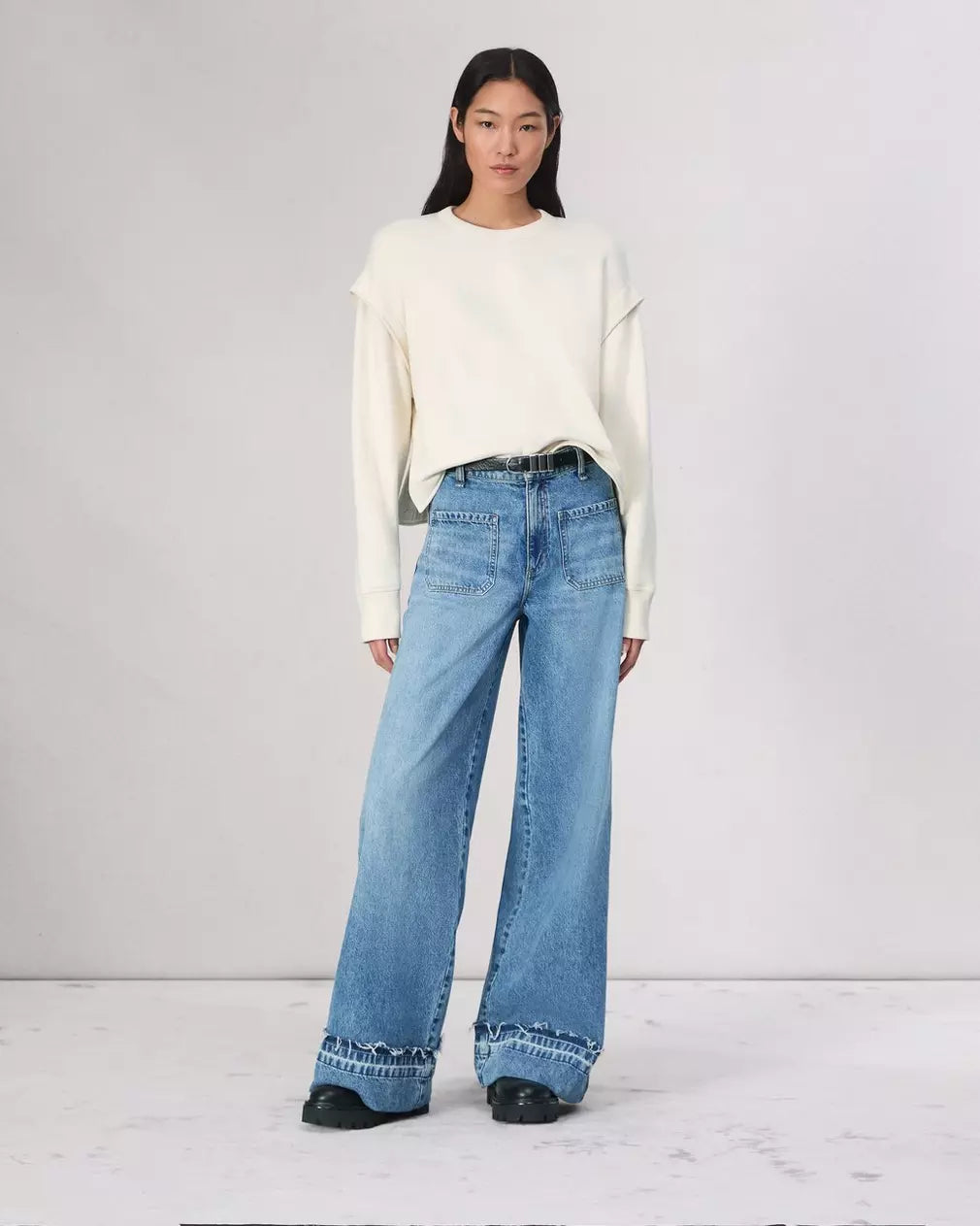 Jo Cotton Blend Top - Ivory by Rag & Bone — view 5