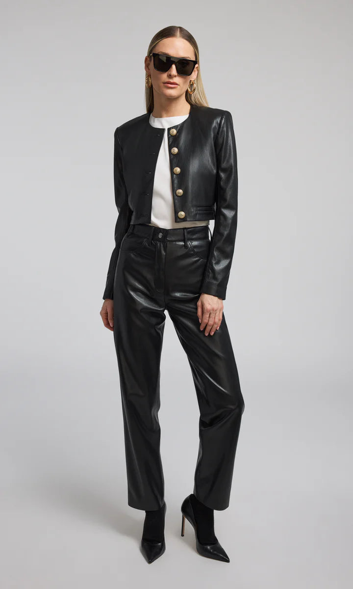 Marko Vegan Leather Blazer - Black by Generation Love — view 3