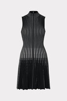 Kayce Inset Stripe Mock Neck Mini Dress - Black / Ecru by Milly — view 3
