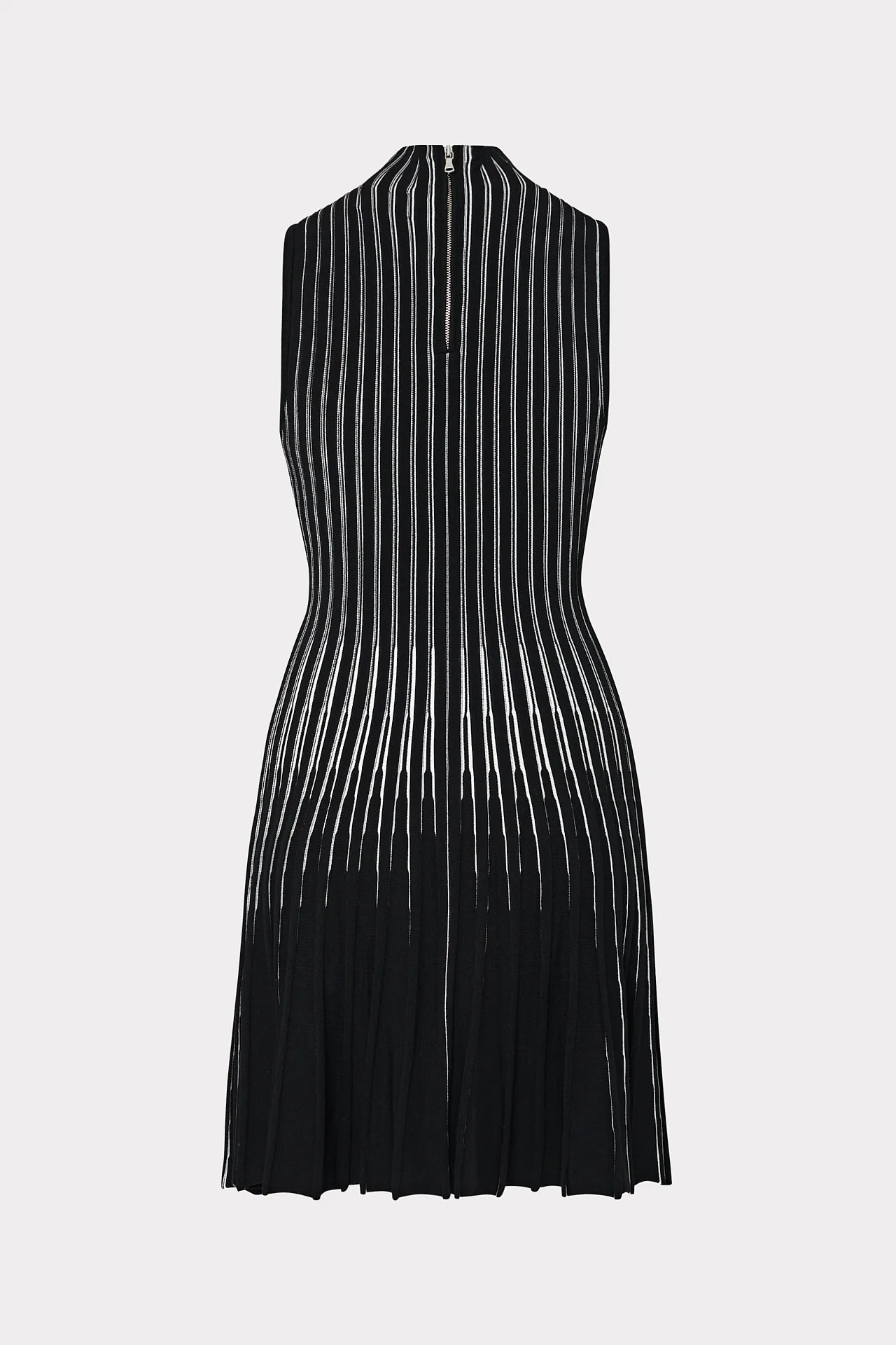 Kayce Inset Stripe Mock Neck Mini Dress - Black / Ecru by Milly — view 4