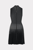Kayce Inset Stripe Mock Neck Mini Dress - Black / Ecru by Milly — view 4