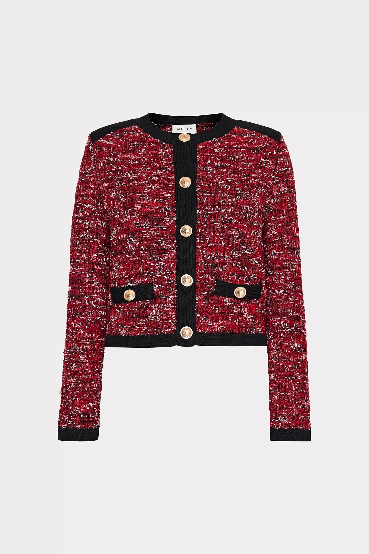 Kelly Textured Knit Cardigan - Claret by Milly — view 4