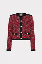 Kelly Textured Knit Cardigan - Claret by Milly — view 4