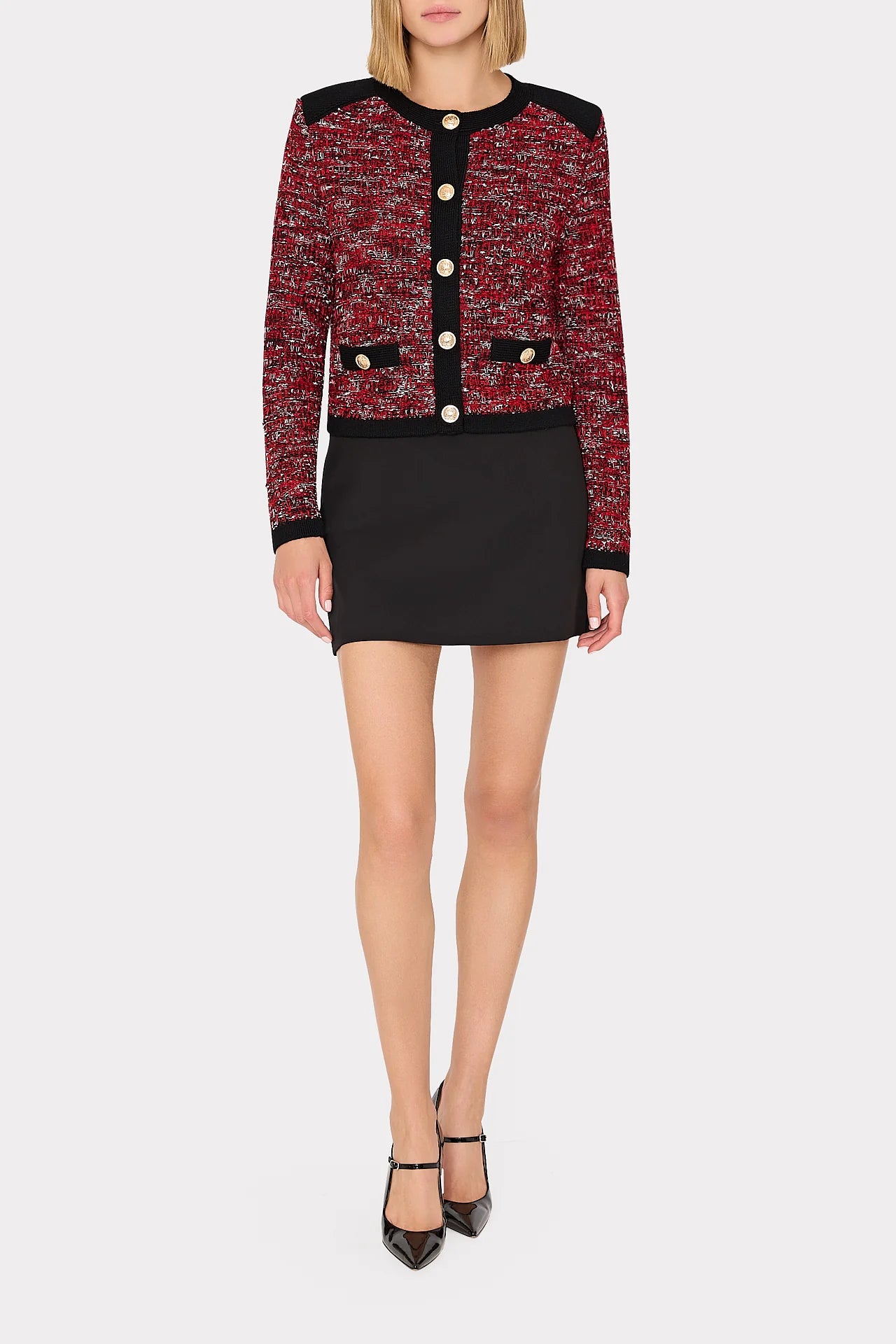 Kelly Textured Knit Cardigan - Claret by Milly — view 3