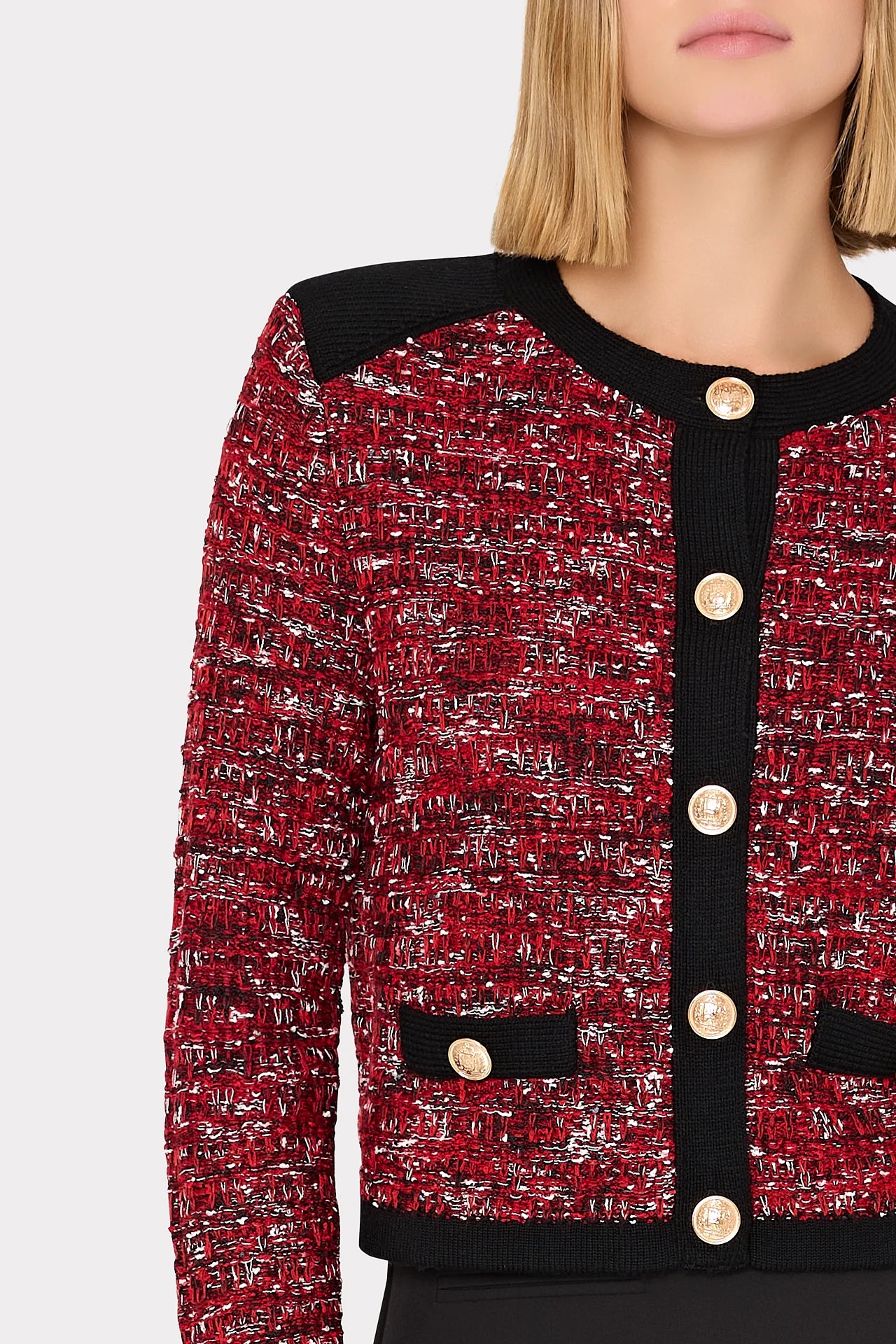 Kelly Textured Knit Cardigan - Claret by Milly — alternate view