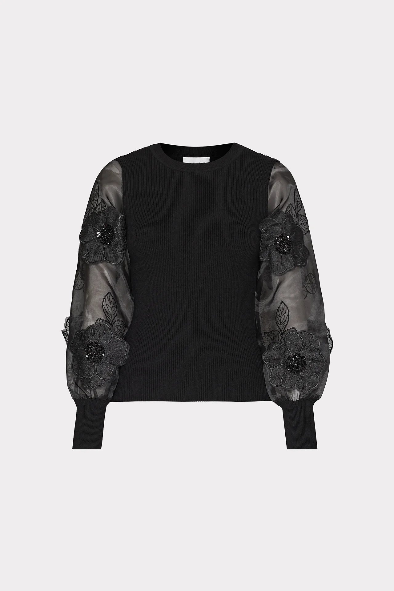 Koda Combo Sleeve Knit Pullover - Black by Milly — view 4