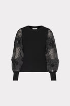 Koda Combo Sleeve Knit Pullover - Black by Milly — view 4