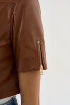 Kirsi Cropped Biker Jacket - Luggage by LAMARQUE — view 5