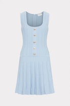 Wave Godet Flare Knit Mini Dress - Light Blue by Milly — view 3