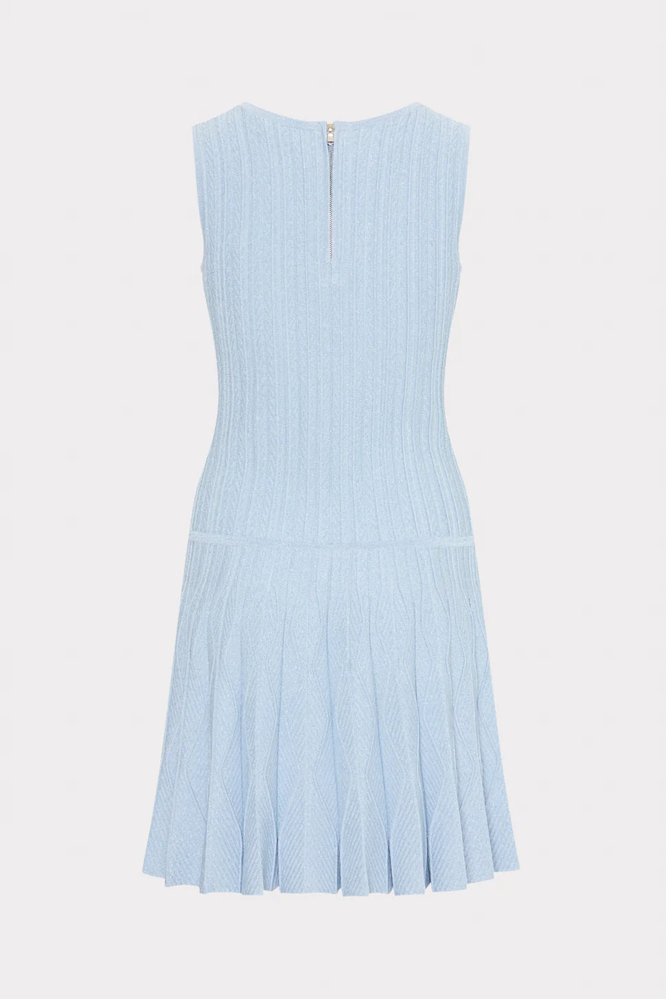 Wave Godet Flare Knit Mini Dress - Light Blue by Milly — view 4