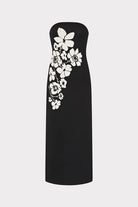 Placed Floral Strapless Knit Midi Dress - Black Ecru by Milly — view 4