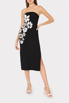 Placed Floral Strapless Knit Midi Dress - Black Ecru by Milly | 25 South Boutiques