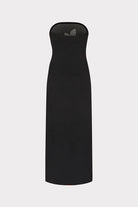 Placed Floral Strapless Knit Midi Dress - Black Ecru by Milly — view 5