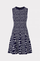Tile Wave Jacquard Knit Mini Dress - Navy by Milly — view 3