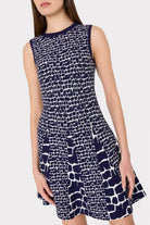 Tile Wave Jacquard Knit Mini Dress - Navy by Milly — alternate view
