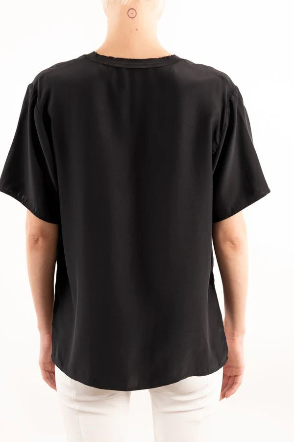 Yvett Silk Pocket Tee - Black by Elaine Kim — view 3