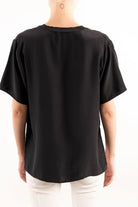 Yvett Silk Pocket Tee - Black by Elaine Kim — view 3