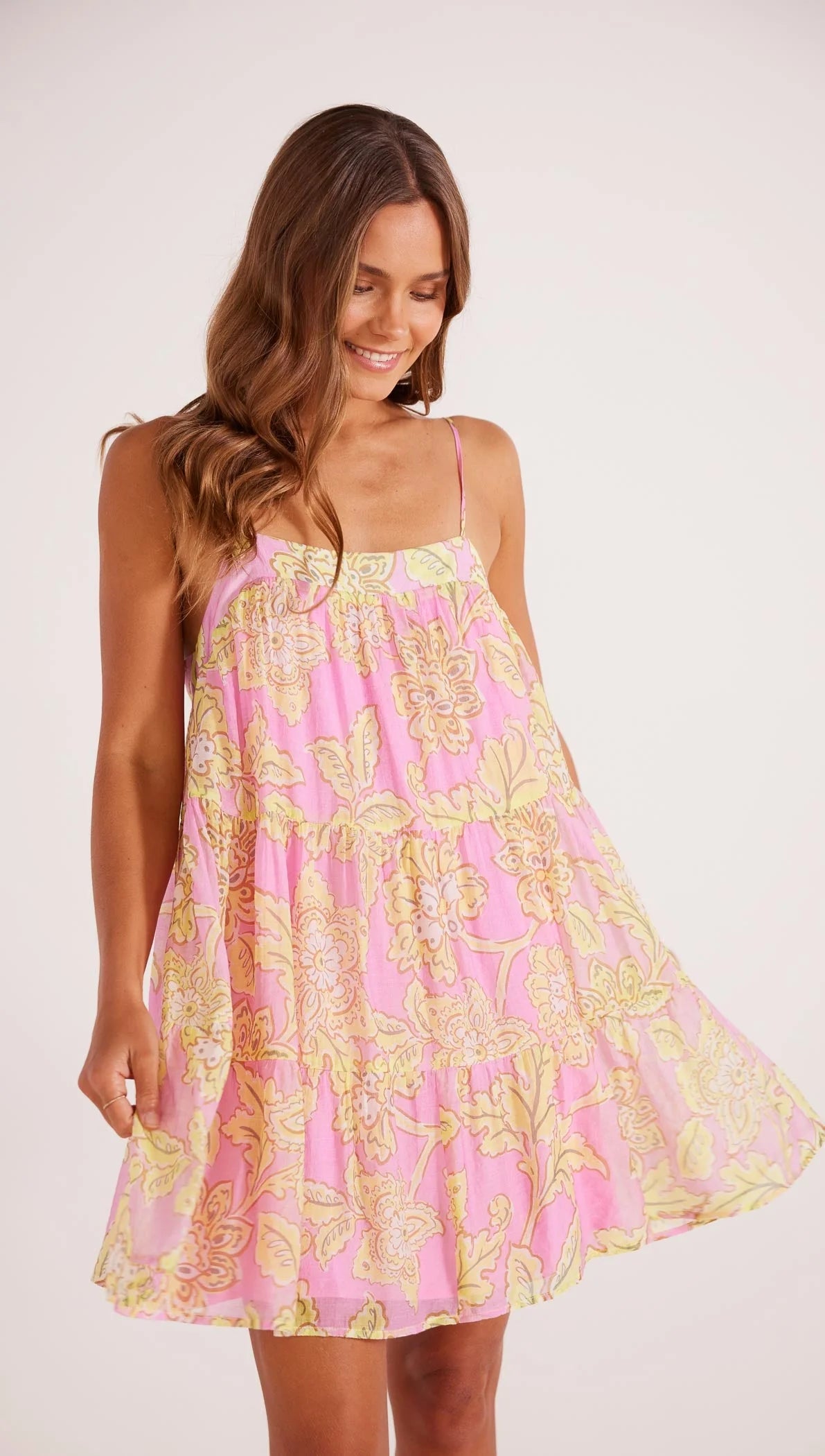 Laurelle Mini Dress - Pink Floral by Mink Pink — alternate view