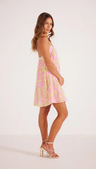Laurelle Mini Dress - Pink Floral by Mink Pink — view 4