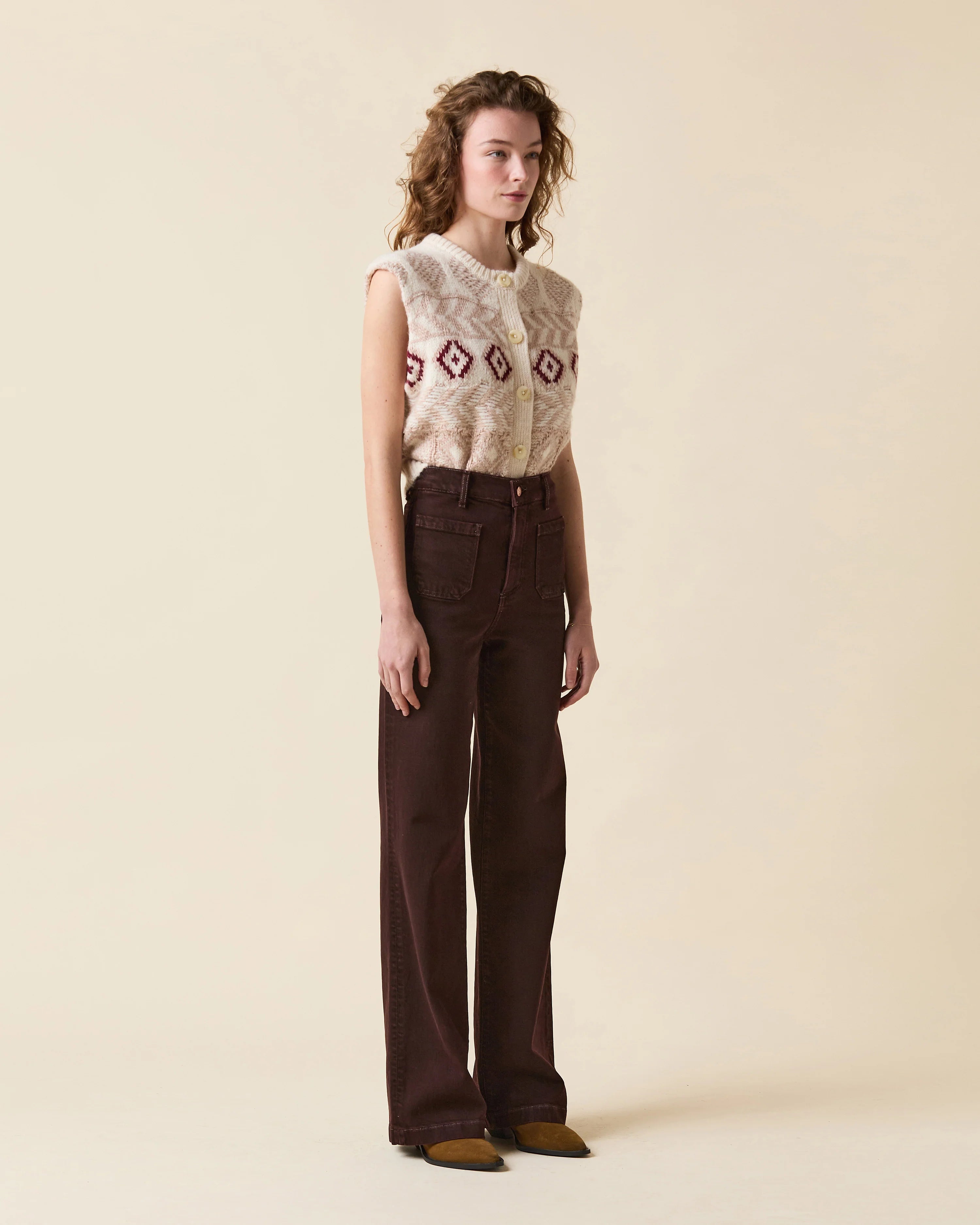 Virginia Wide Leg 30'' - Brown by Le Jean — view 3