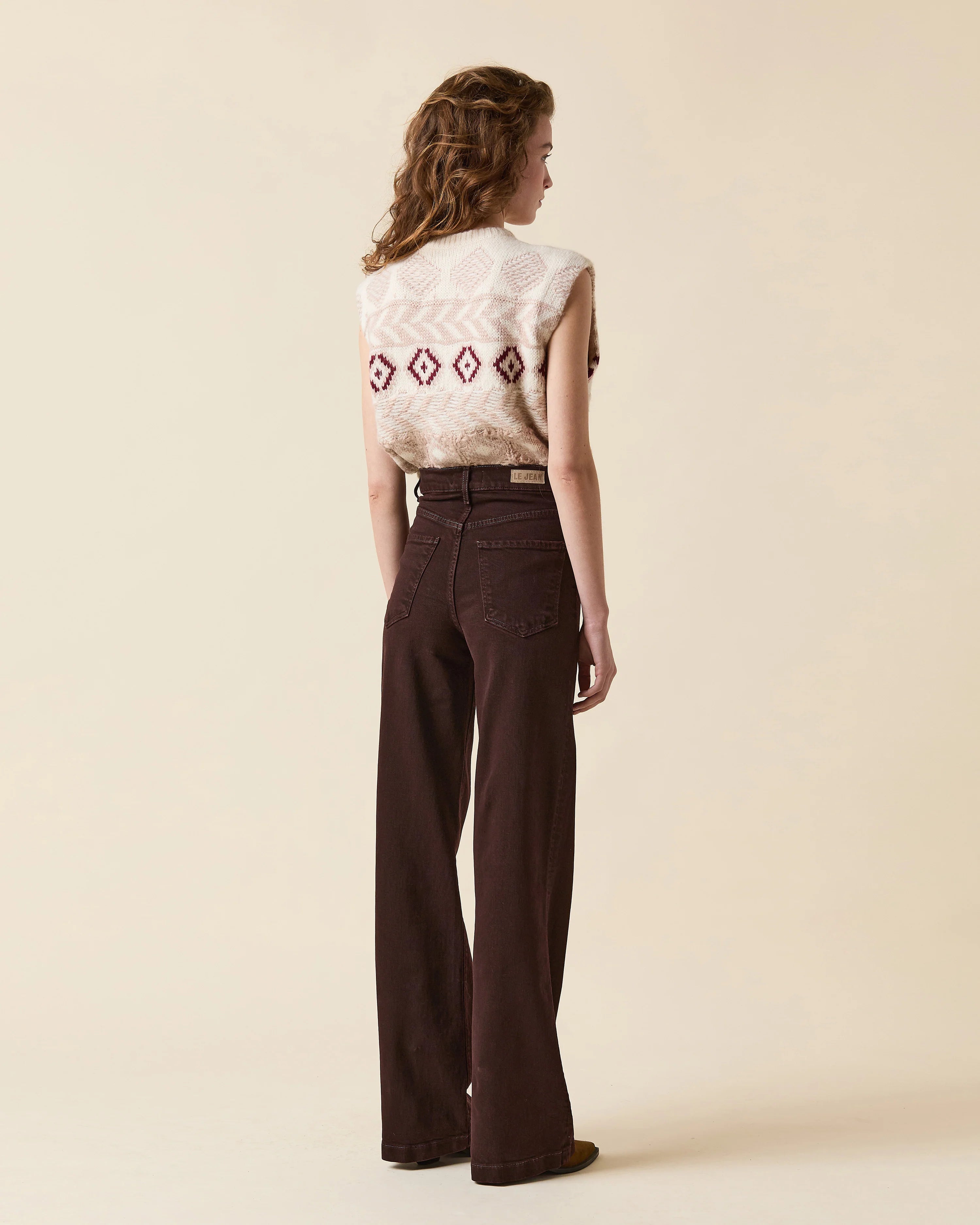 Virginia Wide Leg 30'' - Brown by Le Jean — view 4