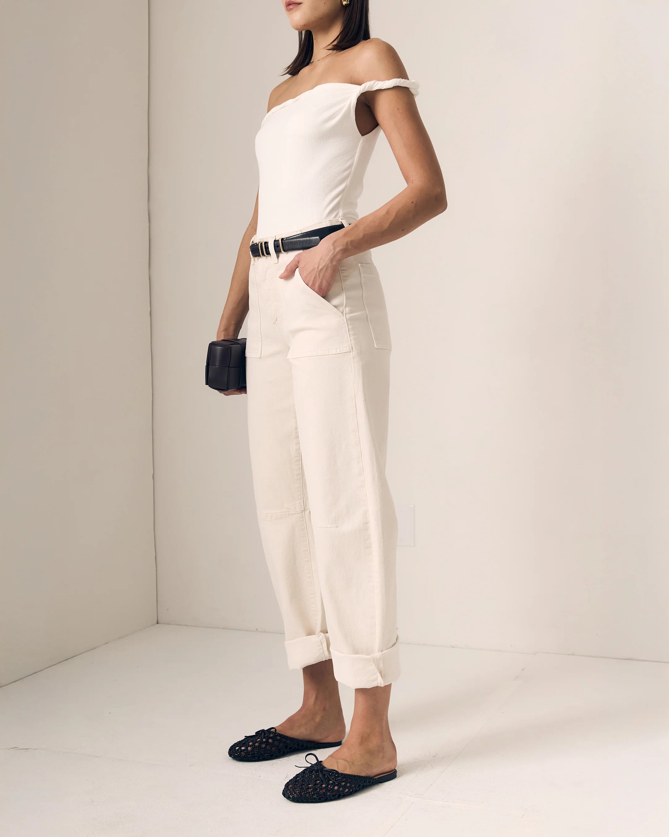 Utility Soft Barrel w/ Double Cuff - Bone by Le Jean — alternate view
