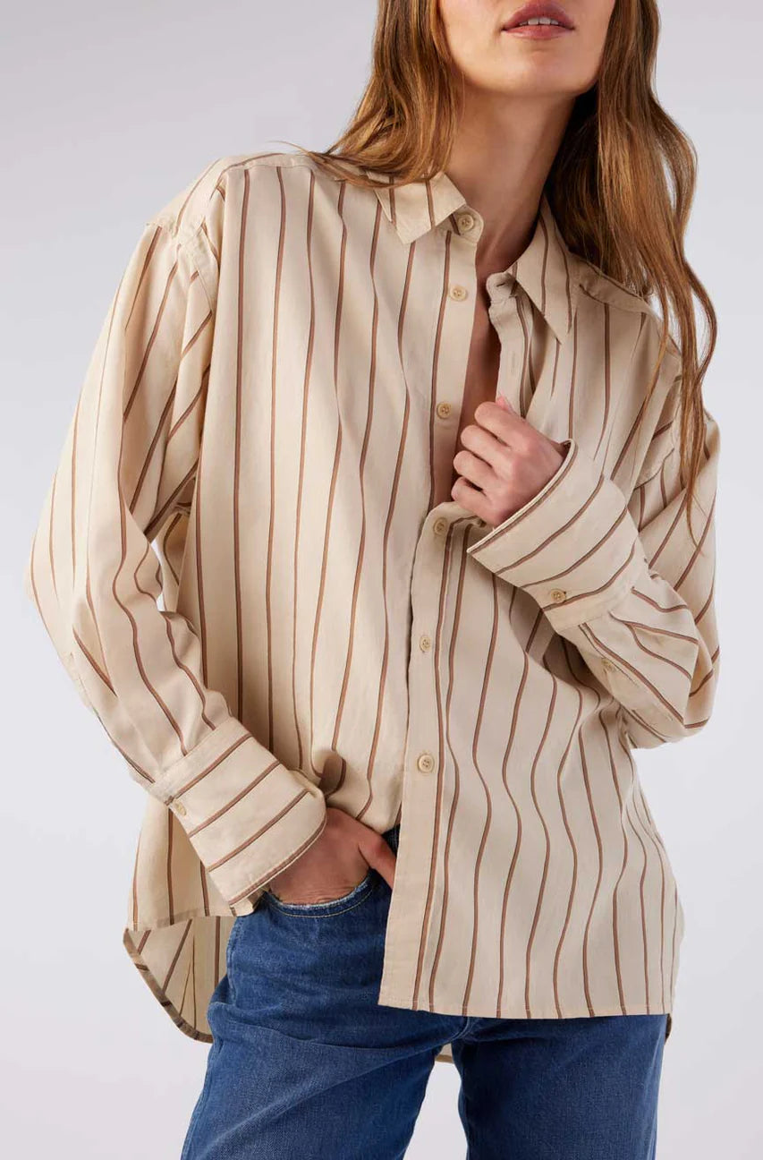 Nina Shirt - Latte Coffee Multi by AMO — alternate view