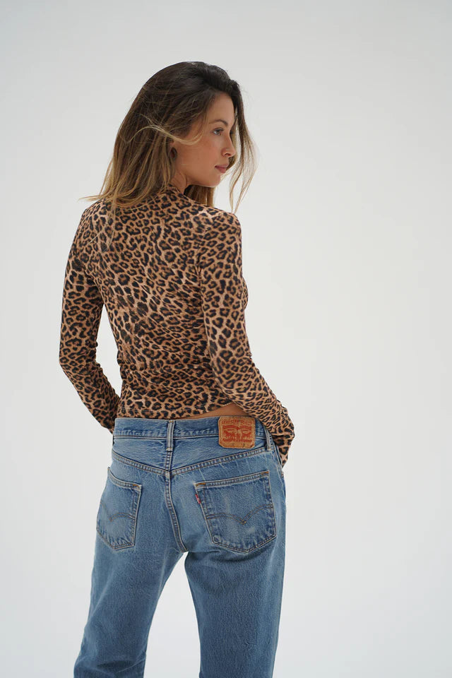Dalston Ribbed Cropped Long Sleeve - Leopard by LNA — view 4