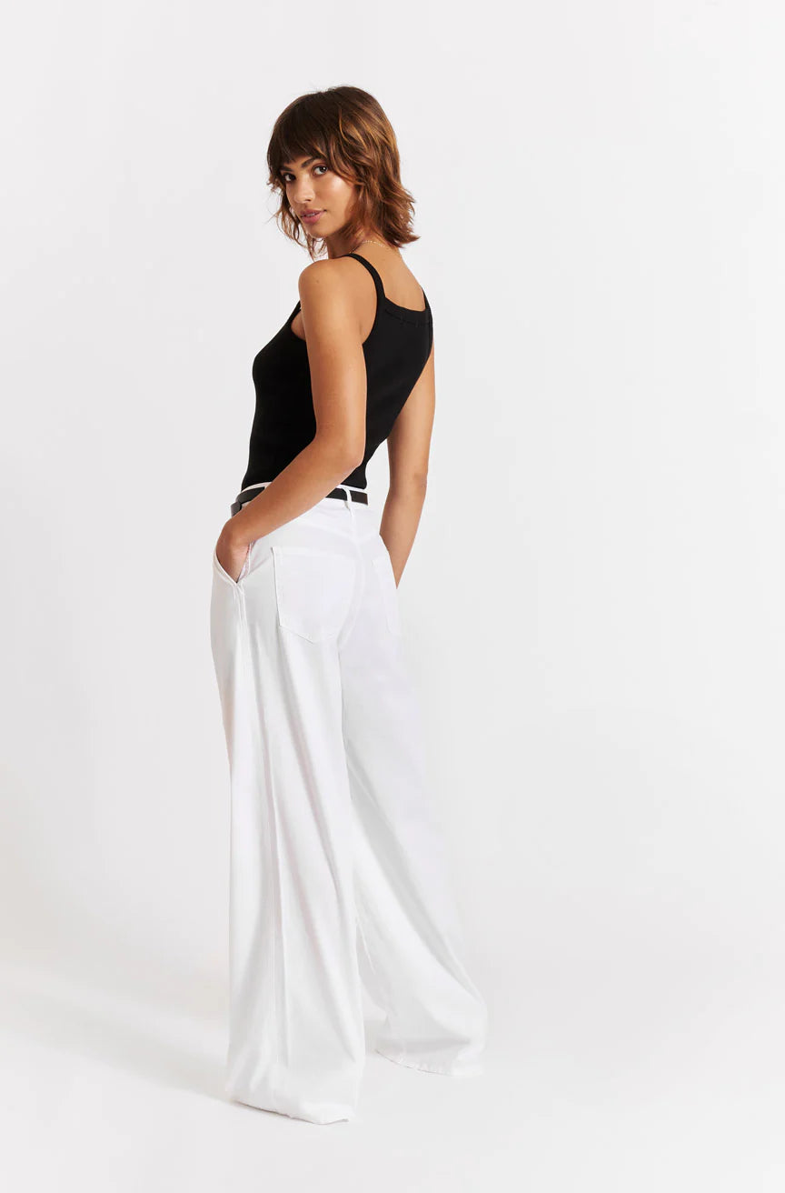 Sheryl Wide Leg Trouser - White by AMO — view 3