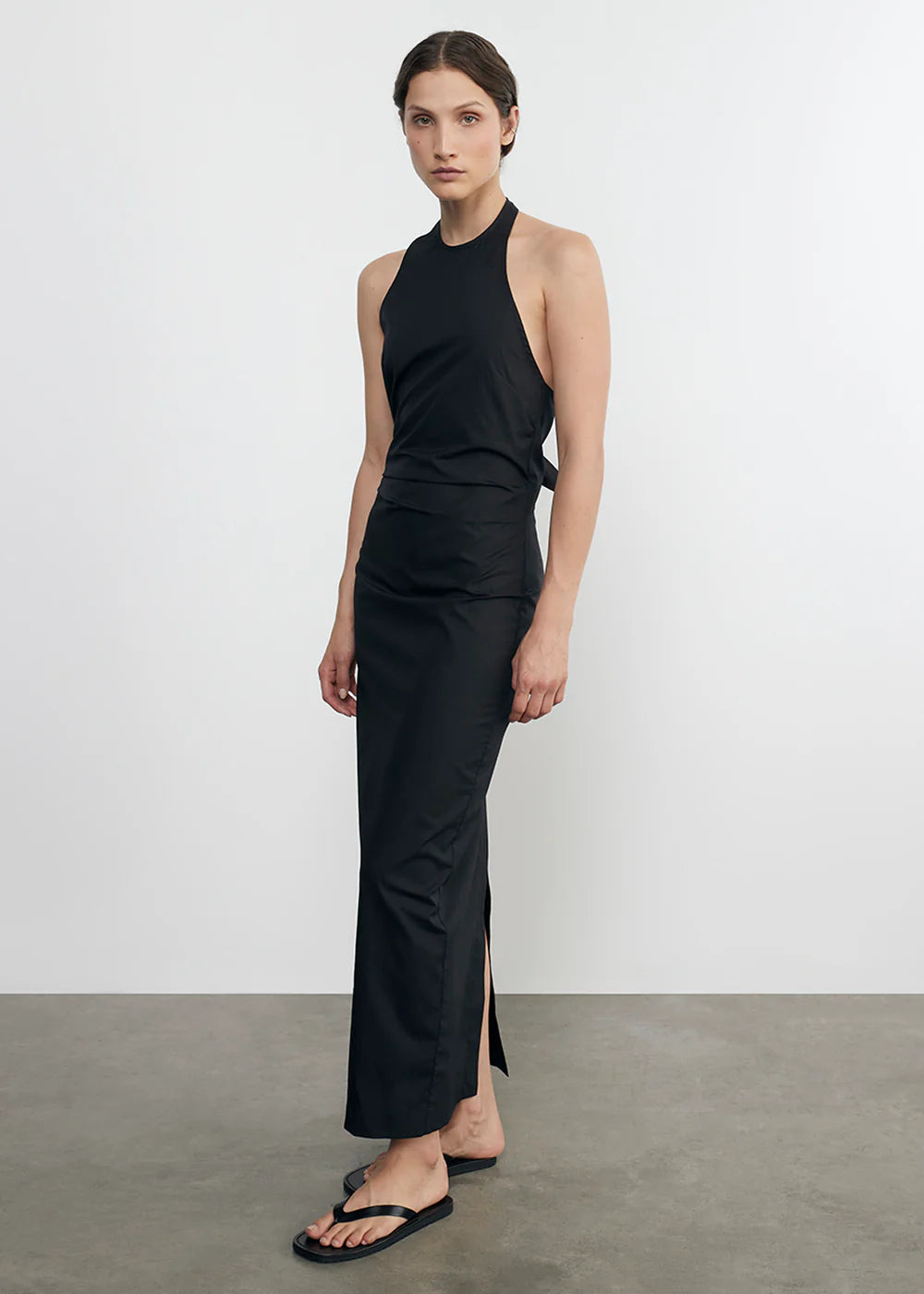 Poplin Halter Dress - Black by Enza Costa — alternate view