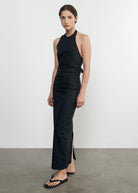Poplin Halter Dress - Black by Enza Costa — alternate view