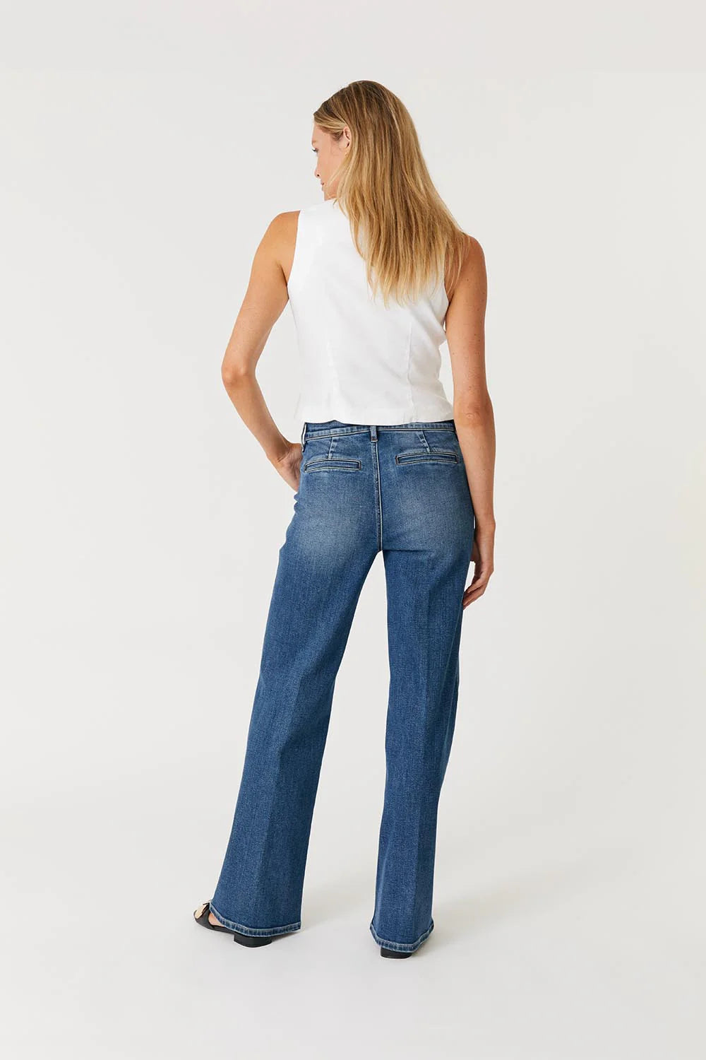 Ellis Denim Trouser - Blue Strand by Level 99 — view 3