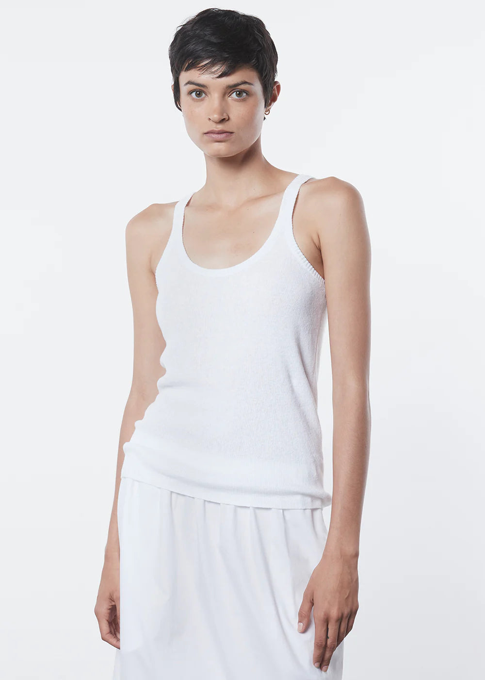 Linen Knit Strappy Tank - White by Enza Costa | 25 South Boutiques