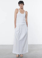 Linen Knit Strappy Tank - White by Enza Costa — alternate view