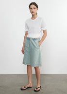 Linen Open Knit Cropped Short Sleeve - White by Enza Costa — view 3