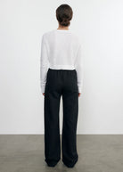 Linen Open Knit Cropped V Neck Cardigan - White by Enza Costa — view 3
