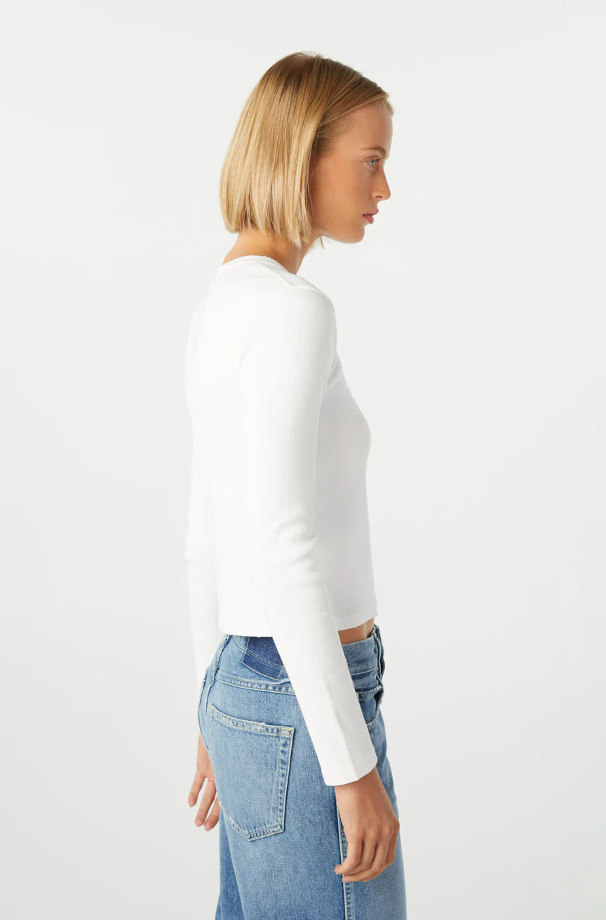 Slim Rib Tee - White by AMO — view 3